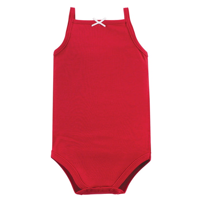 Hudson Baby Infant Girl Cotton Sleeveless Bodysuits 5 Pack, Shining Stars Stripes