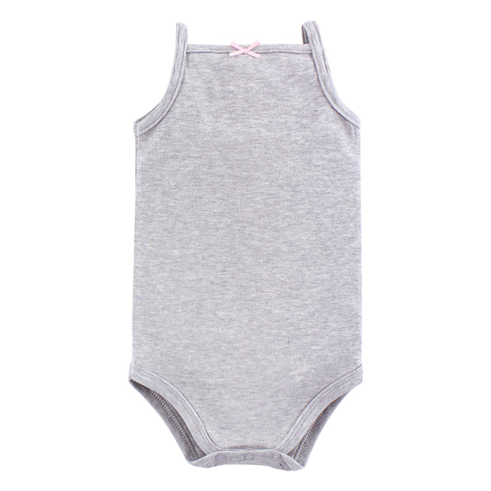 Hudson Baby Infant Girl Cotton Sleeveless Bodysuits 5 Pack, Swan