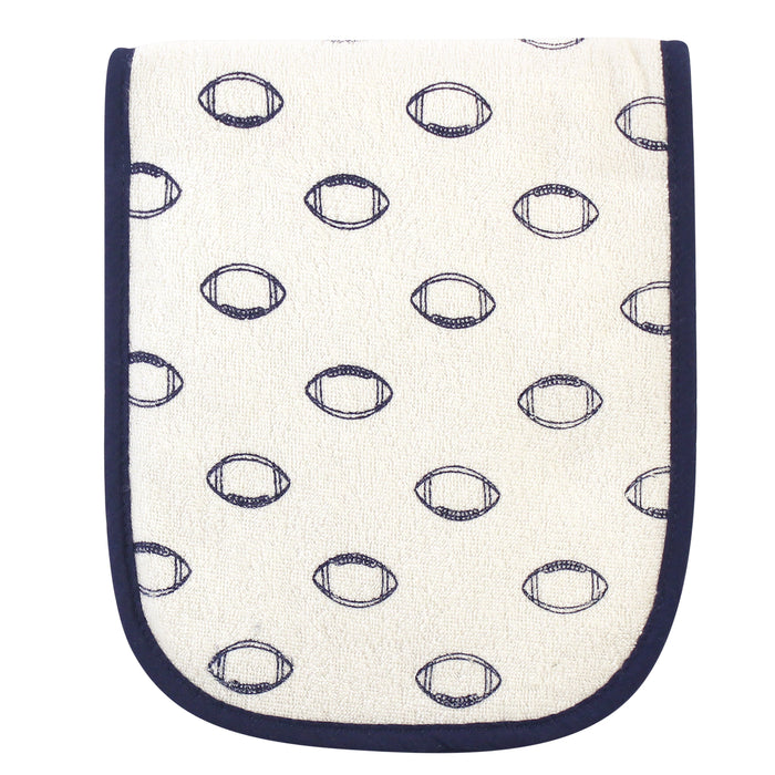 Hudson Baby Infant Boy Cotton Terry Bib and Burp Cloth Set 5 Pack, Football