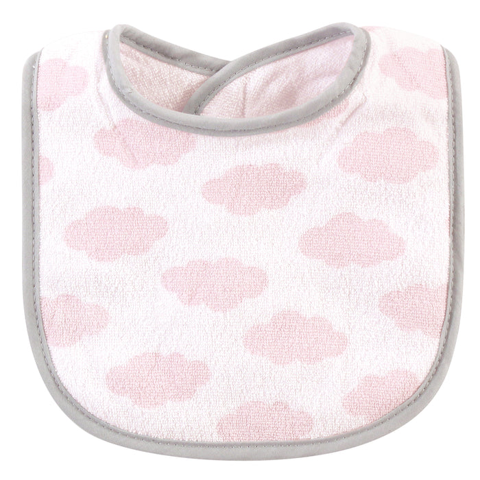 Hudson Baby Infant Girl Cotton Terry Bib and Burp Cloth Set 5 Pack, Dreamer, One Size