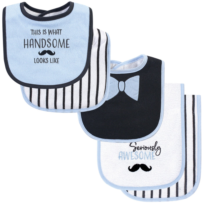 Hudson Baby Infant Boy Cotton Terry Bib and Burp Cloth Set 5 Pack, Seriously Awesome