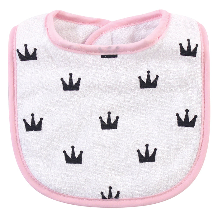 Hudson Baby Infant Girl Cotton Terry Bib and Burp Cloth Set 5 Pack, Dinner Date, One Size