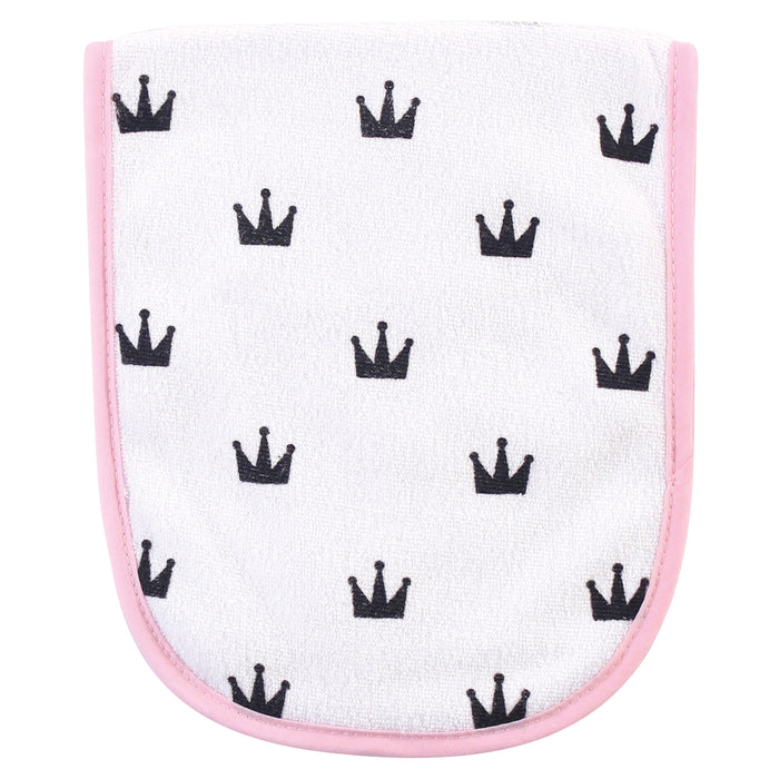 Hudson Baby Infant Girl Cotton Terry Bib and Burp Cloth Set 5 Pack, Dinner Date, One Size