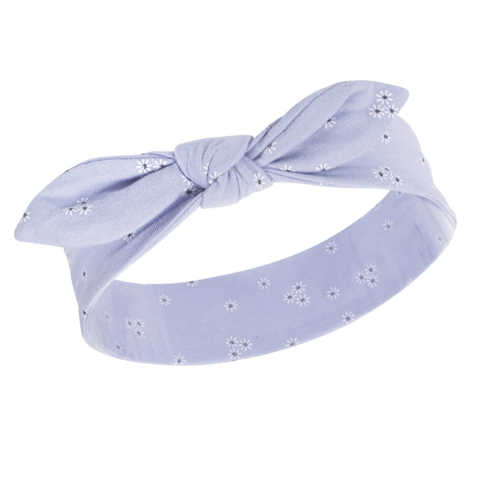 Hudson Baby Infant Girl Cotton Bib and Headband Set 5 Pack, Periwinkle, One Size