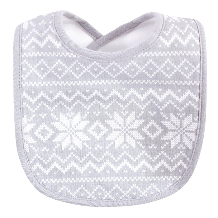 Hudson Baby Infant Girl Cotton Bib and Headband Set 5 Pack, Winter Forest, One Size