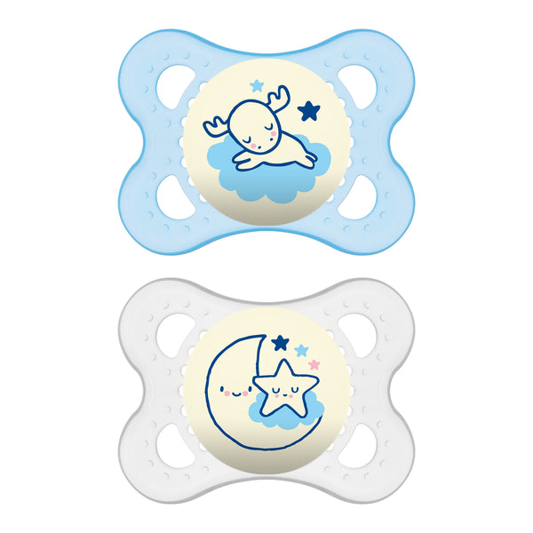 MAM Night Pacifier, 0-6 Months, Boy, 2 pack