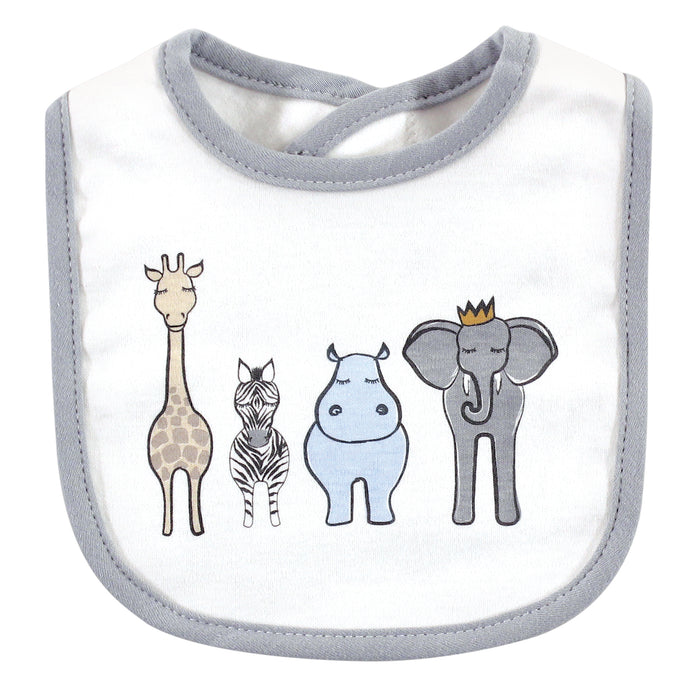 Hudson Baby Infant Boy Cotton Bib and Sock Set 5 Pack, Royal Safari, One Size