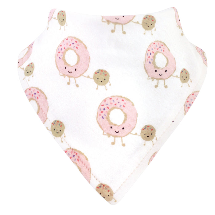 Hudson Baby Infant Girl Cotton Bib and Headband Set 5 Pack, Donut Hole