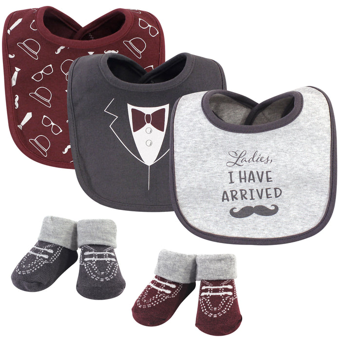 Hudson Baby Infant Boy Cotton Bib and Sock Set 5 Pack, Ladies I Have Arrived, One Size