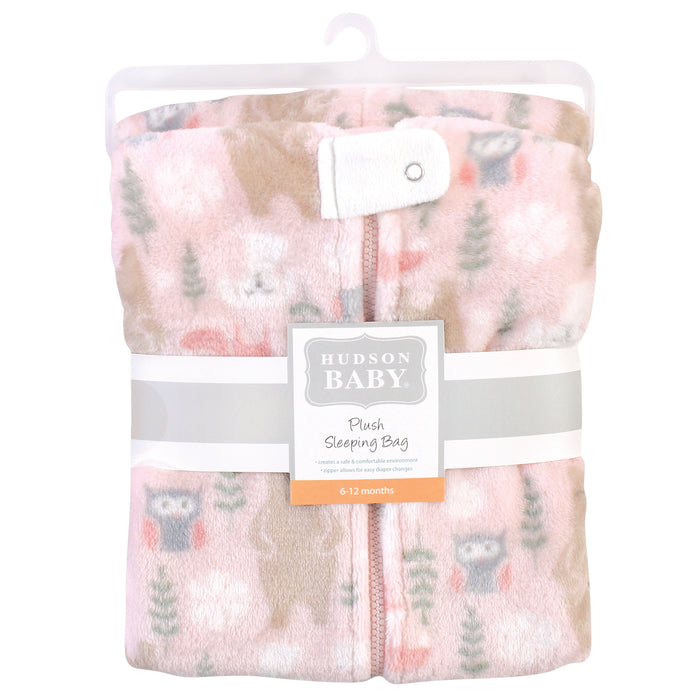 Hudson Baby Infant Girl Plush Sleeping Bag, Sack, Blanket, Girl Forest