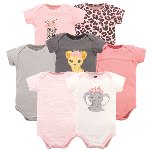 Hudson Baby Infant Girl Cotton Bodysuits, Girl Safari
