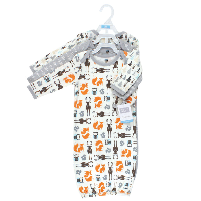 Hudson Baby Infant Boy Cotton Gowns, Gender Neutral Moose 0-6 Months