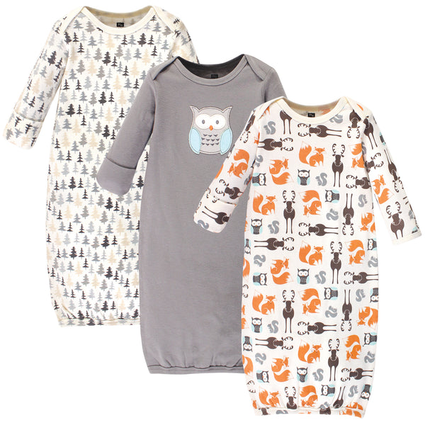 Hudson Baby Infant Gender Neutral Cotton Gowns, Gender Neutral Owl