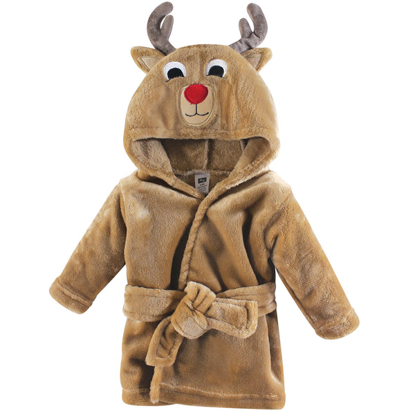 Hudson Baby Infant Boy Plush Animal Bathrobe, Reindeer, 0-9 Months