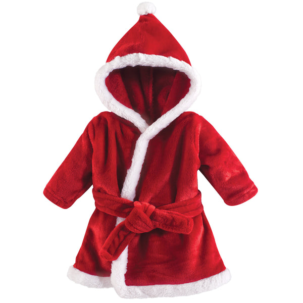 Hudson Baby Infant Plush Animal Face Bathrobe, Santa, 0-9 Months