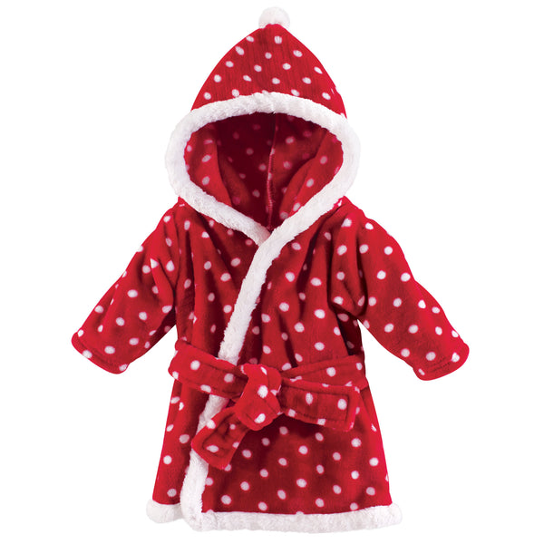 Hudson Baby Infant Girl Plush Animal Bathrobe, Red Polka Dot, 0-9 Months