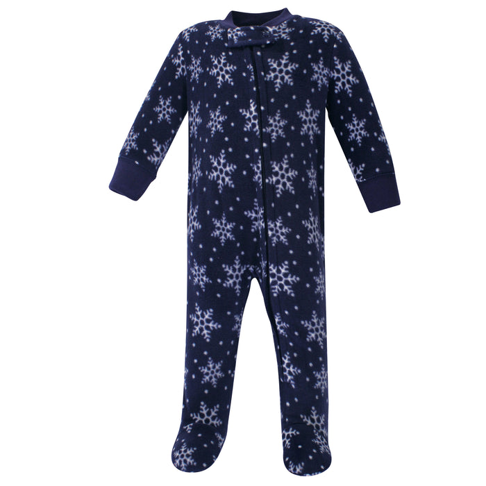 Hudson Baby Fleece Zipper Sleep and Play 2-Pack, Navy Snowman