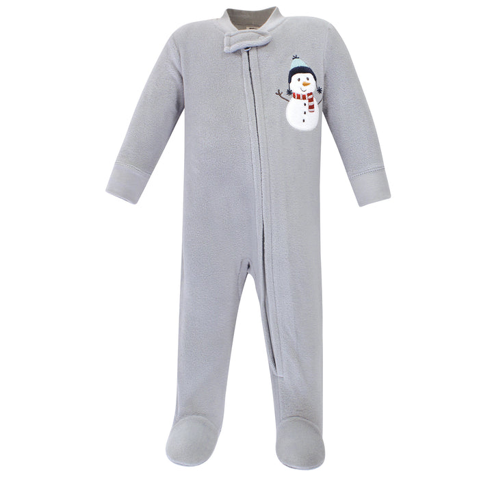 Hudson Baby Fleece Zipper Sleep and Play 2-Pack, Navy Snowman