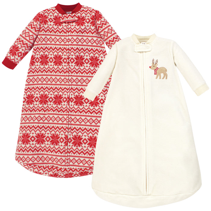 Hudson Baby Infant Long-Sleeve Fleece Sleeping Bag, Reindeer, 0-9 Months