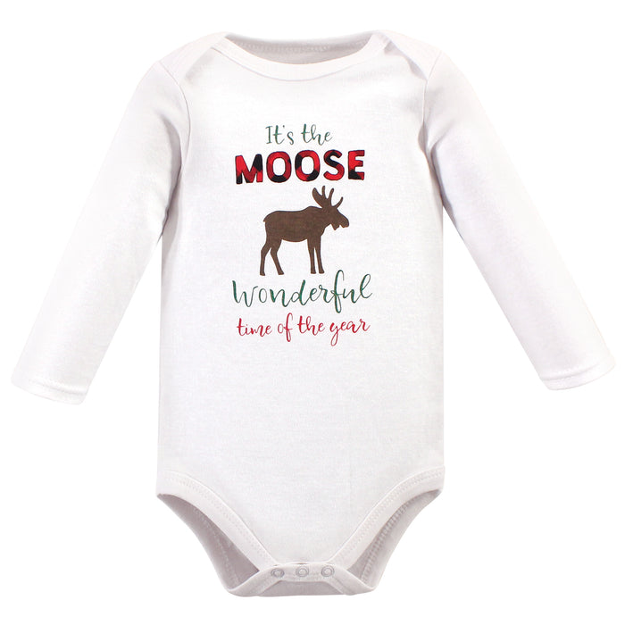 Hudson Baby Infant Boy Cotton Bodysuit, Pant and Shoe 3 Piece Set, Moose Wonderful Time
