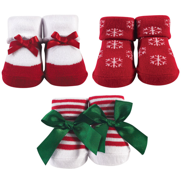 Hudson Baby Infant Girl Socks Boxed Giftset, Christmas Snowflake, One Size