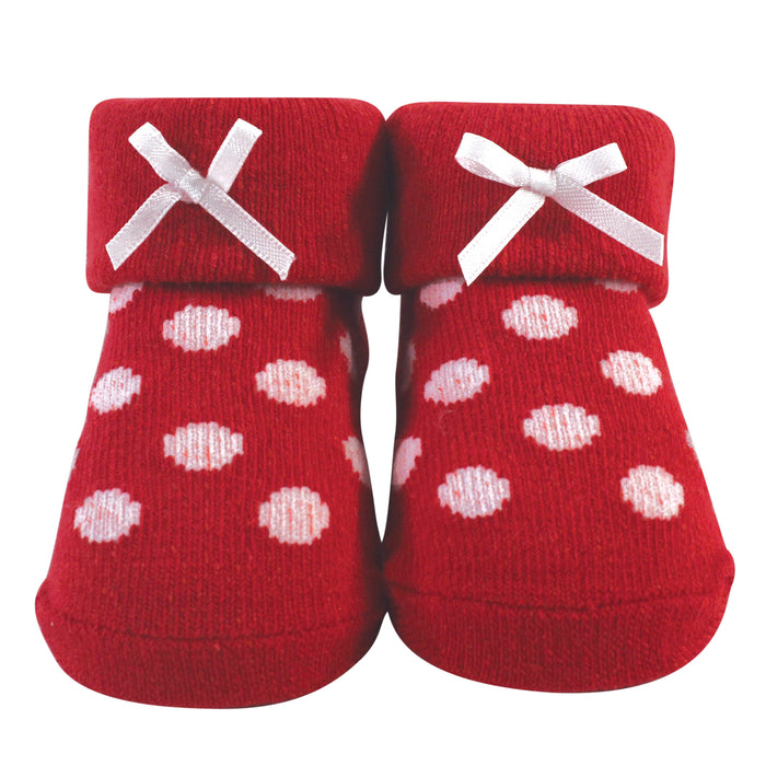 Hudson Baby Infant Girl Socks Boxed Giftset, Red White Stripe, One Size