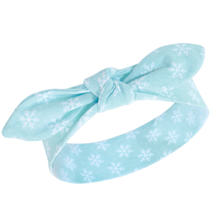 Hudson Baby Infant Girl Cotton Headbands 5-Pack, Winter Holiday, 0-24 Months