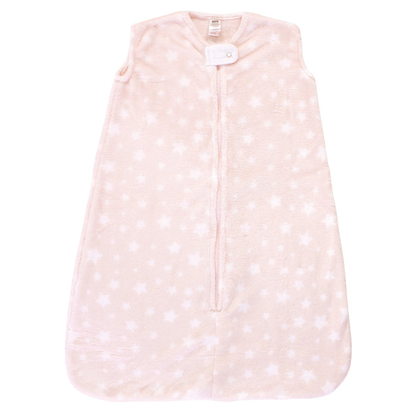 Hudson Baby Infant Girl Plush Sleeping Bag, Sack, Blanket, Pink Star