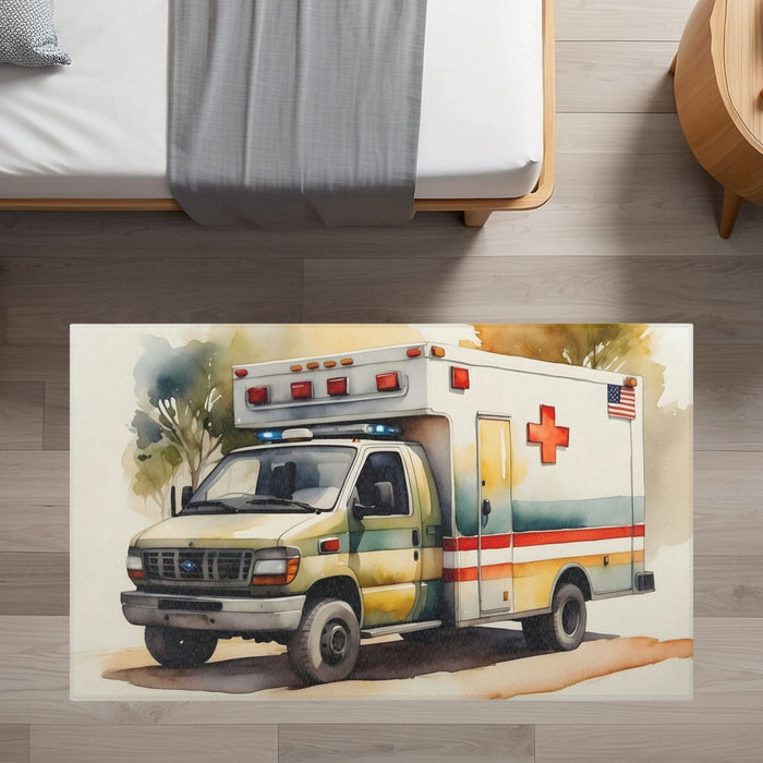 TeepeeJoy Nursery and Kids Ambulance Rug - Emergency Express