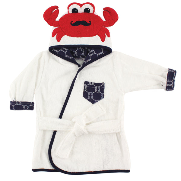 Hudson Baby Infant Boy Cotton Animal Face Bathrobe, Mr. Crab, 0-9 Months