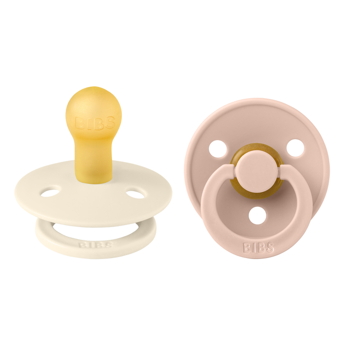 BIBS Colour 2 Pack Latex Pacifiers in Ivory/Blush