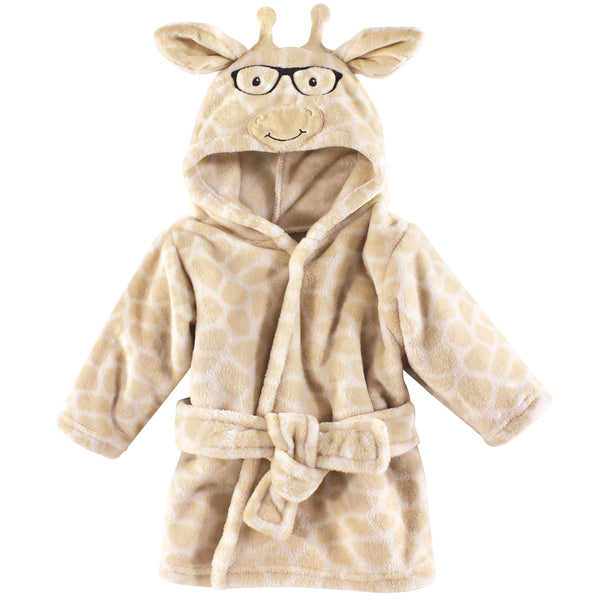 Hudson Baby Infant Plush Animal Face Bathrobe, Nerdy Giraffe, 0-9 Months