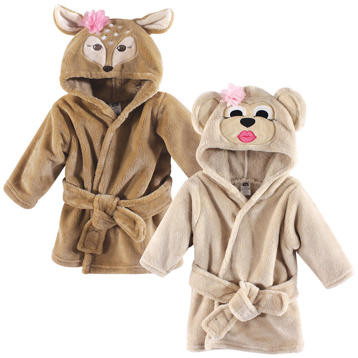 Hudson Baby 2 Piece Plush Animal Face Bathrobe, Fawn Miss Monkey