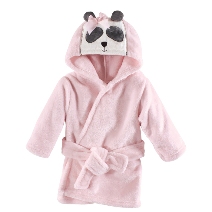 Hudson Baby Infant Girl Plush Animal Face Bathrobe, Miss Panda, 0-9 Months