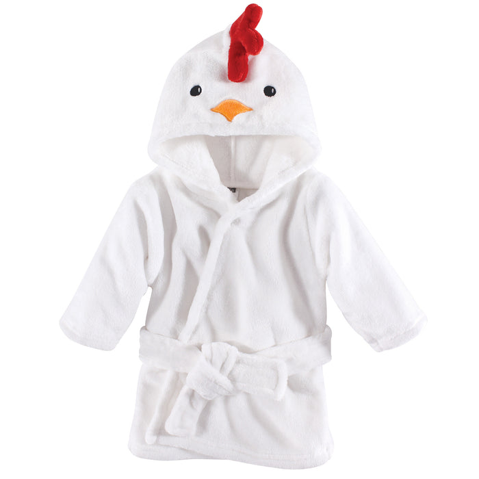 Hudson Baby Infant Plush Animal Face Bathrobe, Chicken, 0-9 Months