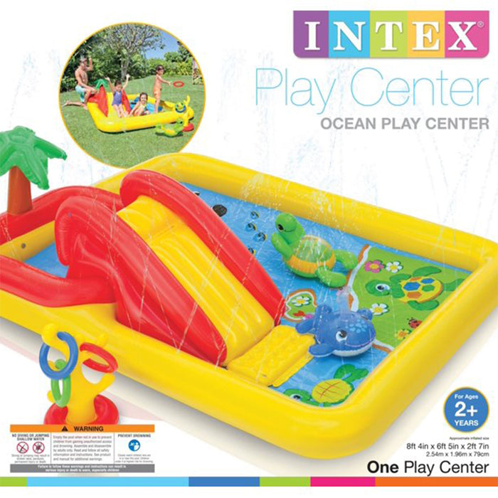 Intex 100" x 77" Inflatable Ocean Play Center Kids Backyard Kiddie Pool & Games