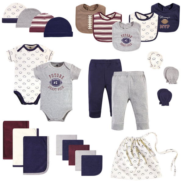 Hudson Baby Infant Boy Layette Start Set Baby Shower Gift 25 Piece, Football