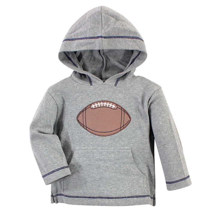 Hudson Baby Infant Cotton Hoodie, Bodysuit and Pant Set, Football
