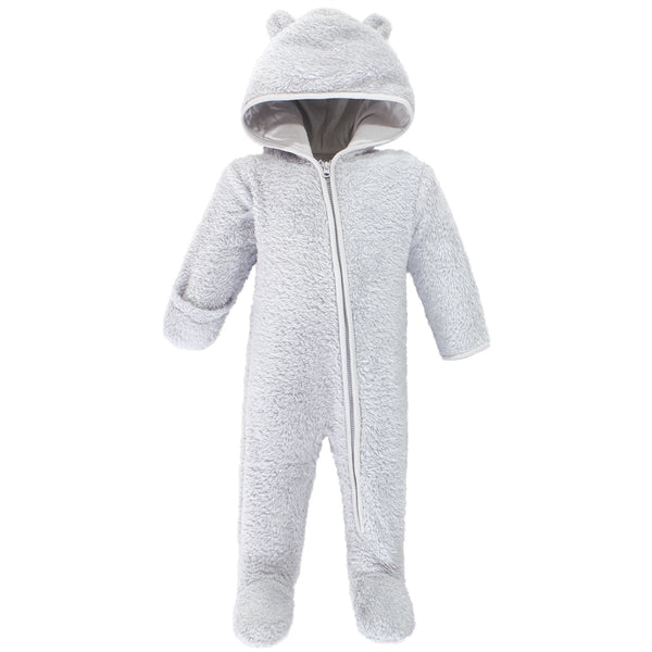 Hudson Baby Faux Shearling Bunting 1 Pack, Gray Bear