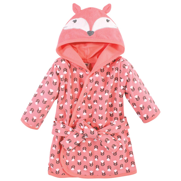 Hudson Baby Infant Girl Cotton Rich Bathrobe, Girl Fox, 0-9 Months