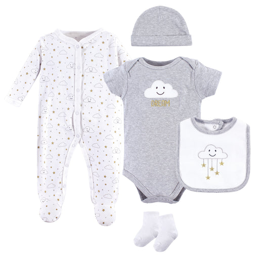 Hudson Baby Infant Gender Neutral Cotton Layette Set, Gray Clouds