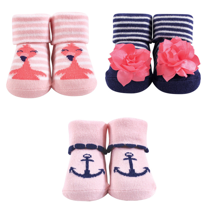 Hudson Baby Infant Girl Socks Boxed Giftset, Flamingo, One Size
