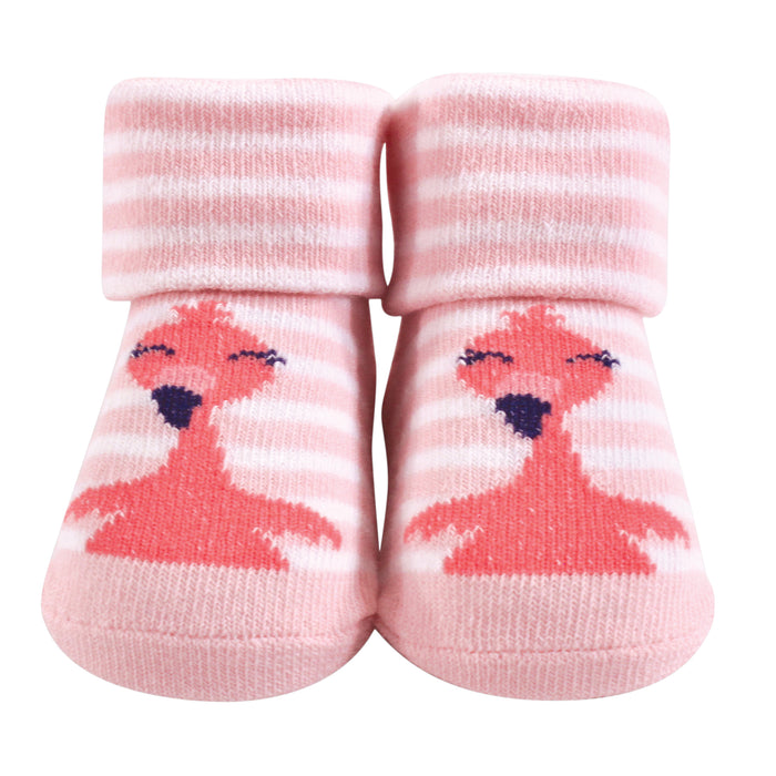 Hudson Baby Infant Girl Socks Boxed Giftset, Flamingo, One Size