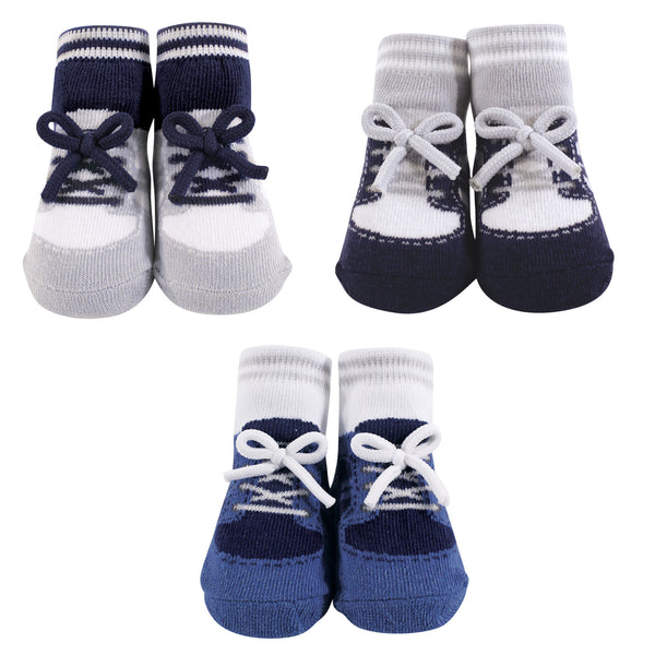 Hudson Baby Infant Boy Socks Boxed Giftset, Blue Sneaker, One Size