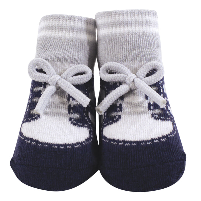 Hudson Baby Infant Boy Socks Boxed Giftset, Blue Sneaker, One Size