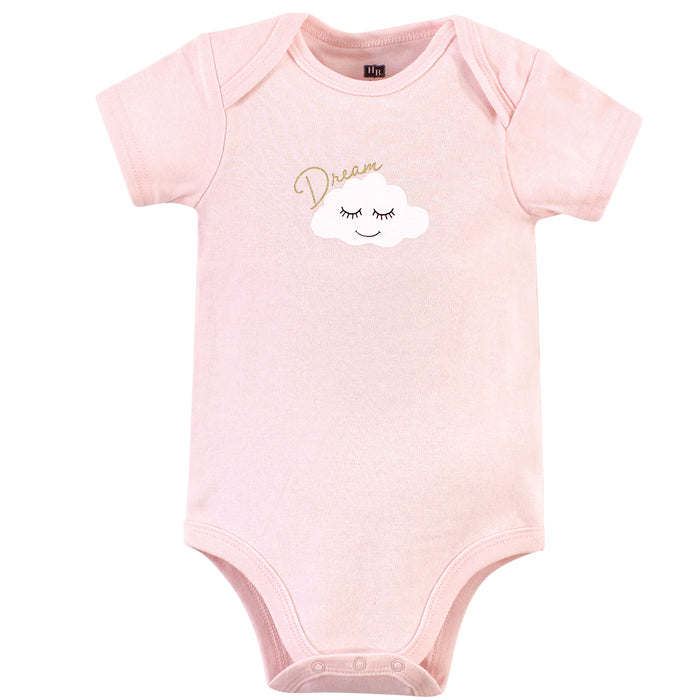 Hudson Baby Infant Girl Cotton Bodysuits 3 Pack, Dream Love