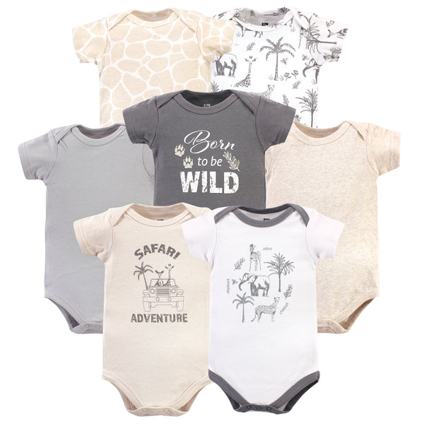 Hudson Baby 7-Pack Cotton Bodysuits, Vintage Safari