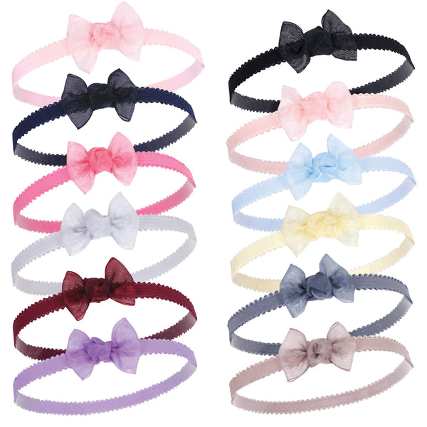 Hudson Baby Infant Girl Headbands 12 Pack, Navy, 0-24 Months