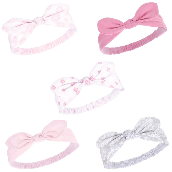 Hudson Baby Infant Girl Headbands 5 Pack, Lace Medallion, 0-24 Months