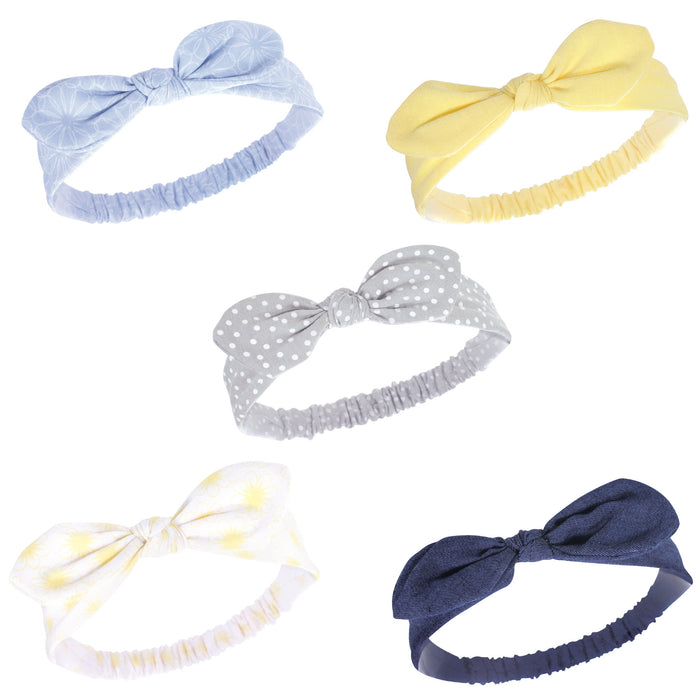Hudson Baby Infant Girl Headbands 5 Pack, Yellow Daisy, 0-24 Months